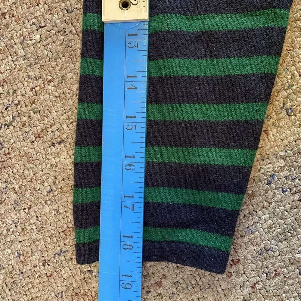 Michael Kors Knit Sweater Dress Green Blue Stripes Size M/L Mini 3/4 Sleeves
